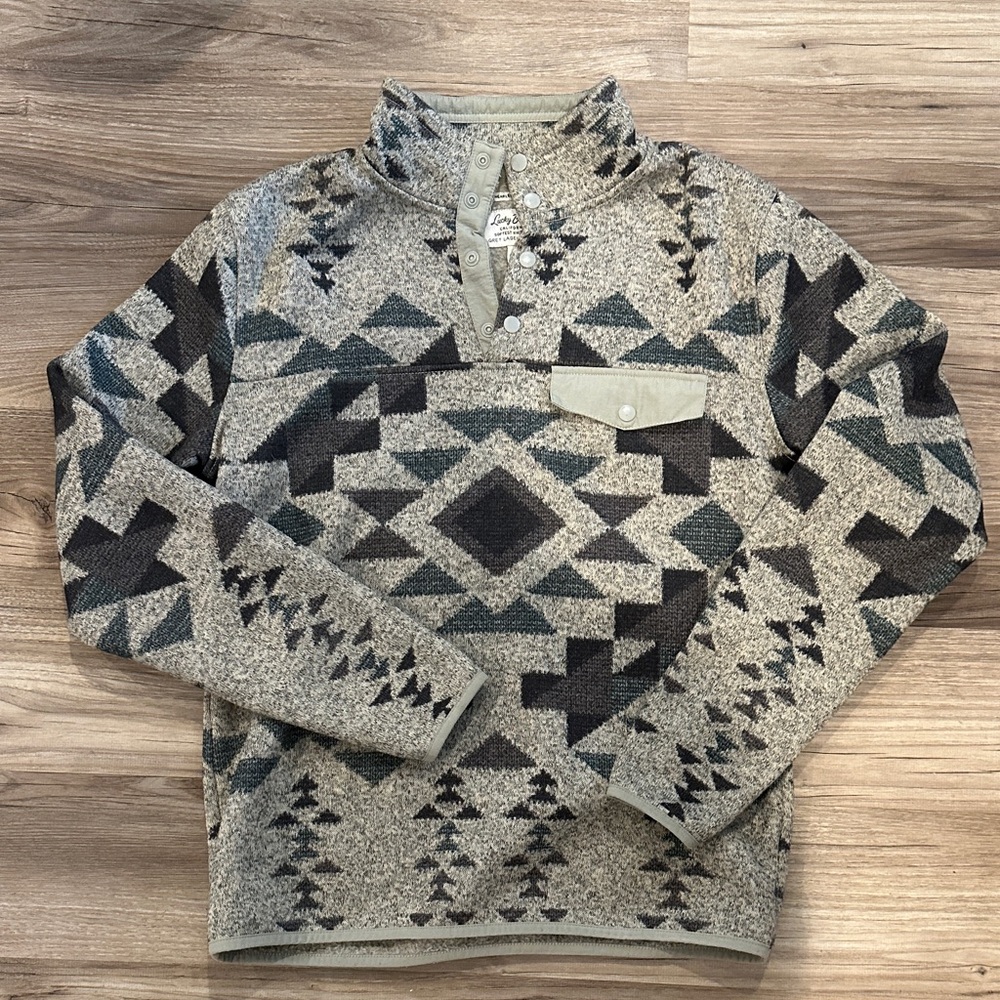 Lucky Brand Men's Aztec Pattern Sweater - Gray and Black